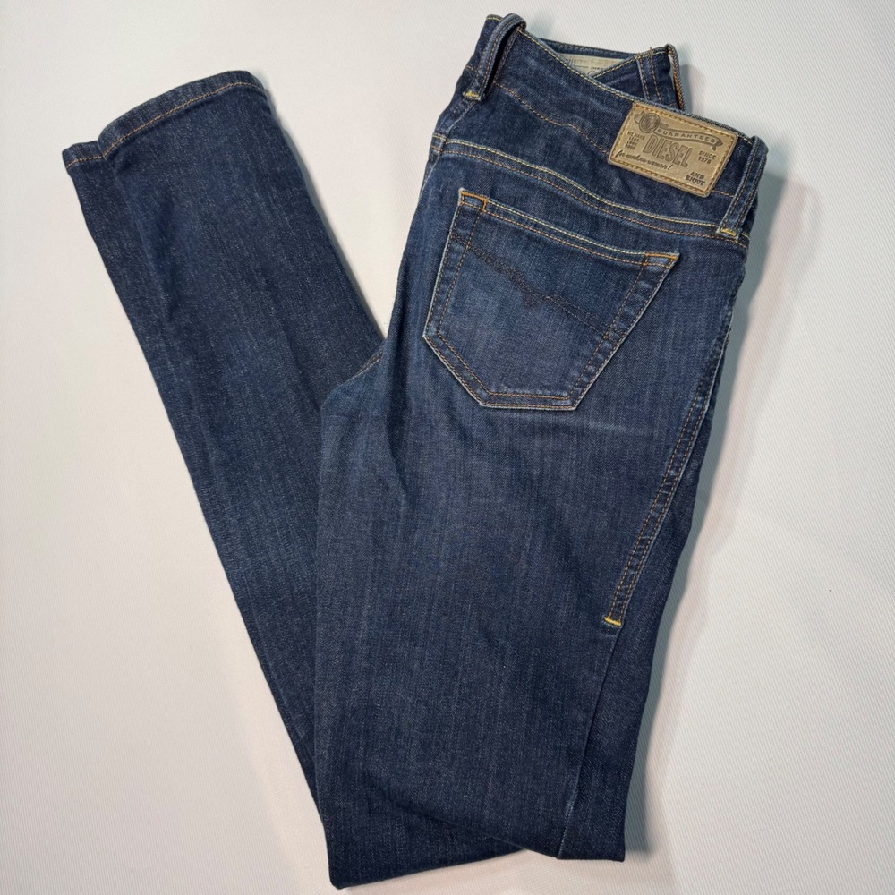 Y2K Diesel Grupee Super Slim‎ Skinny Jeans Womens Dark Wash 0881K Stretch Denim